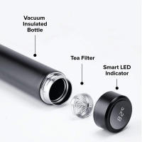 Botella Inteligente De Acero Inoxidable Con Pantalla De Temperatura Resistente a Fugas Doble Capa Mantiene Bebidas Calientes Y Frías Para Hombres - details 5
