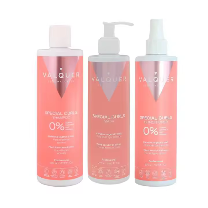 Pack Método Curly - Champú, Mascarilla y Acondicionador especial  rizos - Valquer Laboratorios - Para conseguir unos rizos definidos de manera natural, hemos creado un pack con los productos imprescindibles y aptos para el Método Curly. - 1