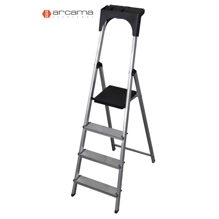 ARCAMA ESCALERAS. Escalera de aluminio 4 peldaños con BRICOBOX - 1