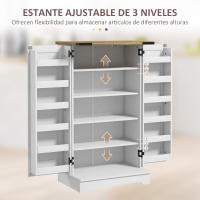 HOMCOM Armario Despensa Cocina Armario de Cocina con 2 Puertas y 16 Estantes Alacena Rústica con Estantes Ajustables para Comedor Salón 60x40x104 cm Crema - details 1