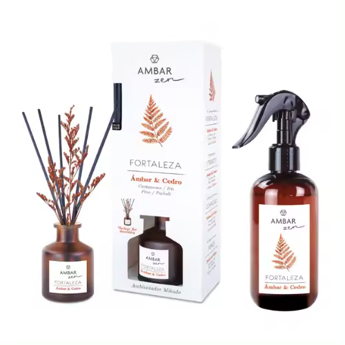 Ambar Perfums Pack Mikado y Ambientador - Renacer, Fortaleza, Activación, Meditación - Cerezo en Flor, Ámbar y Cedro, Té Chai, Palo Santo - fragancias para el hogar - ambientadores de hogar - decoración hogar - ambientador mikado - rituals - 1
