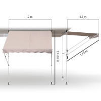 Outsunny Brazo Toldo Abrazadera Toldo Altura Ajustable 200x150cm Blanco Crema Fabricado en Aluminio para Terraza y Balcón - details 4