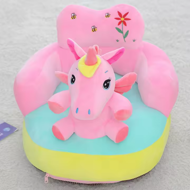 Sofá Para Bebe With Marco De Dibujos Animados Suave Y Elástico Funda De Sofá De Algodón Para Niño Y Niña Silla De Alimentación Asiento De Nido Lavable - 1