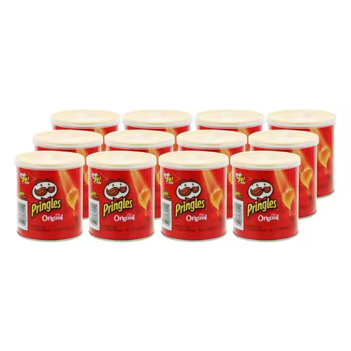 Pringles original, Hot & Spicy y BBQ - FECHA CONSUMO PREFERENTE 01.06.2025 Aperitivo a base de patata envasado en una pequeña y práctica lata con tapadera para abrir y cerrar tantas veces como quieras - Bandeja de 12 latas de 40 gramos cada una. - 1