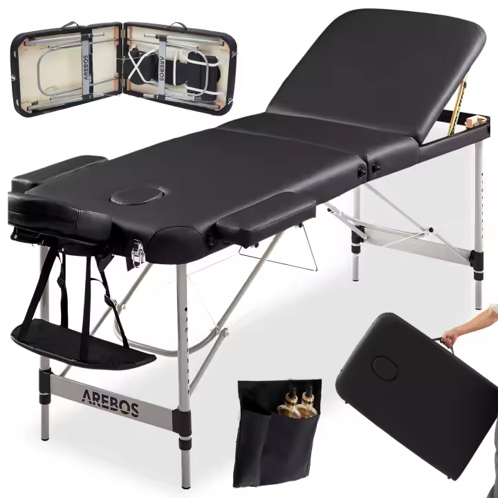 Arebos® Camilla de masaje de 3 zonas, mesa de masaje plegable, portátil y móvil - 1