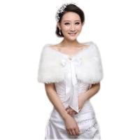 Cape Winter Elegante De Imitación De Peluche Blanca Para Boda Abrazo Suave De Mujer Accesorio De Novia Multifuncional - details 0