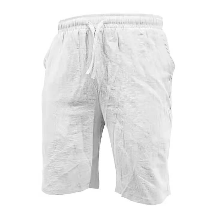 Shorts De Verano Para Hombre Algodón Ligero Con Cintura Elástica Estilo Casual Color Sólido Para Deporte Y Playa - 1