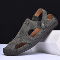 Sandalias De Verano Hechas a Mano Para Hombre Zapatos De Cuero Transpirables Antideslizantes Para Playa Y Exteriores Moda Casual Talla Verdadera - details 5