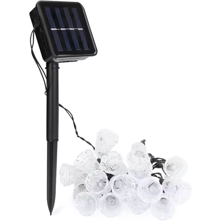 Guirnalda de luces Solares para Exterior, 21 pies, 30 LEDs, Luces para Jardín, patio, céped, decoración de fiestasColor Fresh Blanco. - 1