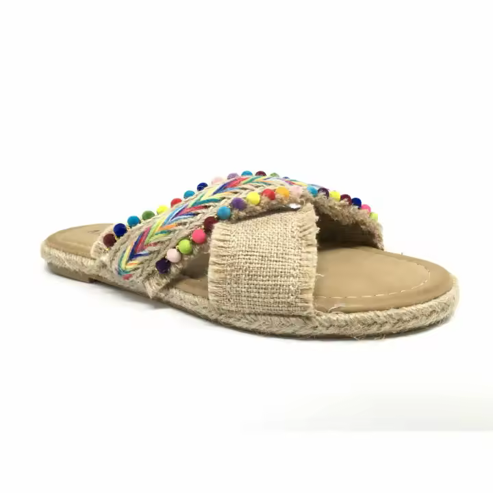 Gobbs VR-VRA-796 Sandalias planas para mujer beige en sintético 000025 - 1