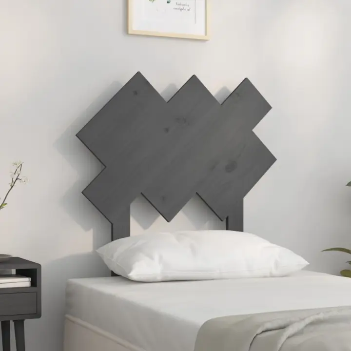 vidaXL Cabecero de cama madera maciza de pino gris 72,5x3x81 cm - 1