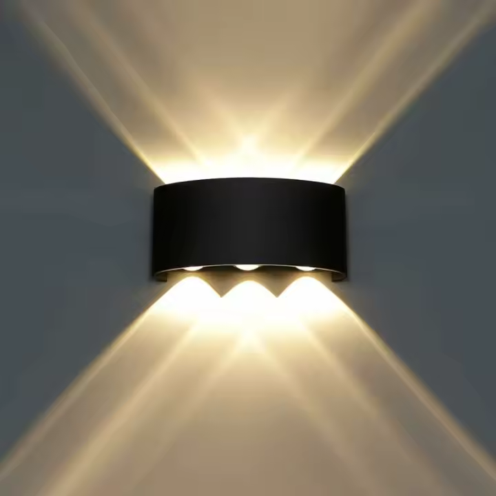 Luces de pared led Exterior Interior Impermeable IP65 Lámpara de pared Modern para Balcón Sala de estar Pasillo Dormitorio Porche Aluminio Negro (6W-Negro-Blanco Caliente) [Clase de eficiencia energética] - 1