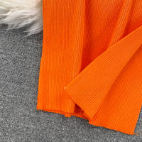 Vestido REALEFT De Mujer Otoño Invierno Con Cuello Cuadrado Manga Larga Y Acolchado De Puff Trasero Lateral Split Midi Casual - details 7