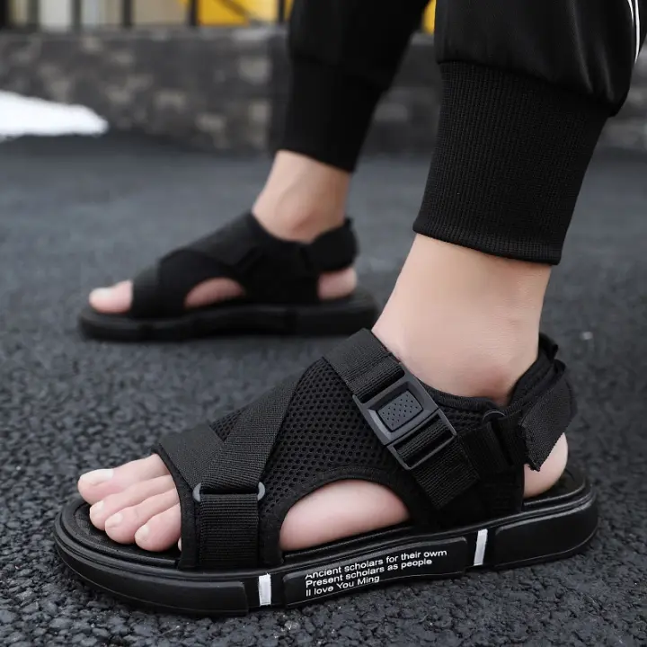 Sandalias Para Hombre Verano Casual Hogar Antideslizantes Suave Exterior Moda Playa Zapatos Ligeros Flip-flops Con Cierre De Lazo - 1