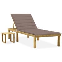 vidaXL Tumbona de jardín con mesa y cojín de madera de pino impregnada en color Verde/Estampado cuadros rojos/Verde brillante y más | acolchados duraderos para sofás de jardín terraza exterior - details 4