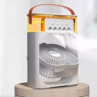 Ventilador portátil de aire acondicionado, enfriador de aire alimentado por USB, humidificador, 7 LED, pequeño con 3 velocidades, ventilador de refrigeración ultrasilencioso para familia, viajes, - details 1