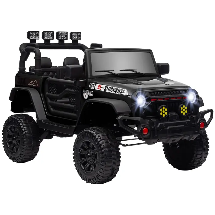 AIYAPLAY Coche Eléctrico para Niños de +3 Años Carro Eléctrico Infantil Todoterreno de Batería 12V con Mando a Distancia Bluetooth Faros LED Bocina Música - 1