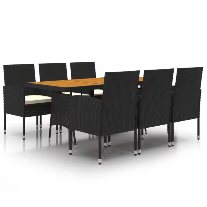 vidaXL Juego de comedor de jardín 7 piezas ratán sintético negro - 1