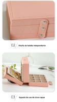 Caja De Almacenamiento De Joyas De Cuero PU Portátil Gran Capacidad Para Viaje Organizador De Joyas Con Mostrador a Prueba De Polvo Para Collares Pendientes Y Anillos - details 8