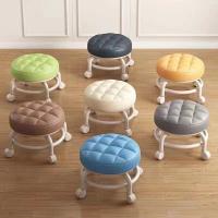 Taburete Pequeño De Muebles Para El Hogar Con Rodillos Silla Redonda Para Niños Taburete De Sala De Estar Móvil Y Moderno - details 0