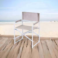 Silla de Director de Acero y Tejido Textilene Ideal para Playa Jardín o Camping Diseño Compacto y Resistant Beige - details 0