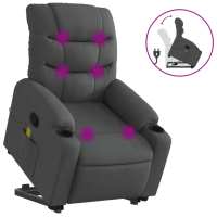 vidaXL Sillón de masaje reclinable de pie de tela Gris claro, Gris oscuro, Negro Sillon Dormitorio Sillon Comodos Silla Relax Sillón Sofá - details 4