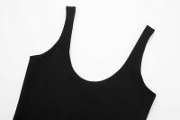 Vestido De Fiesta Vintage Negro TRAFZA Para Mujer Con Volantes Y Cuello En V Vestido Chic De Club De Noche Con Falda Midi Sin Mangas Cuello En V Ajuste Suave Estilo A-line - details 2