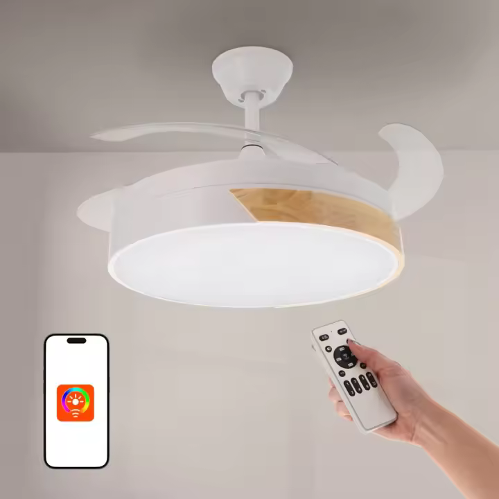 Ventilador DC de Techo LED Ledme MESSE 72W, 107 CM, 3 Tipos de luz, Control Remoto, Memoria y Temporizador, Nature - 1