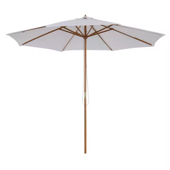 Parasol Madera Parasol Jardín Parasol Balcón Bambú Crema Blanco Parasol Madera 300cm - 1