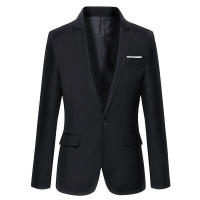 Chaqueta De Traje Para Hombre En Color Sólido Ajustada Elegante Blazer Para Bodas Y Negocios Moda Casual Traje Profesional - details 3