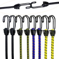 8Pcs Cordones Elásticos De Bungee De 60cm Para Camping Con Anillas Doble-J Cuerda Elástica De Latex Para Bicicleta Y Equipaje - details 0