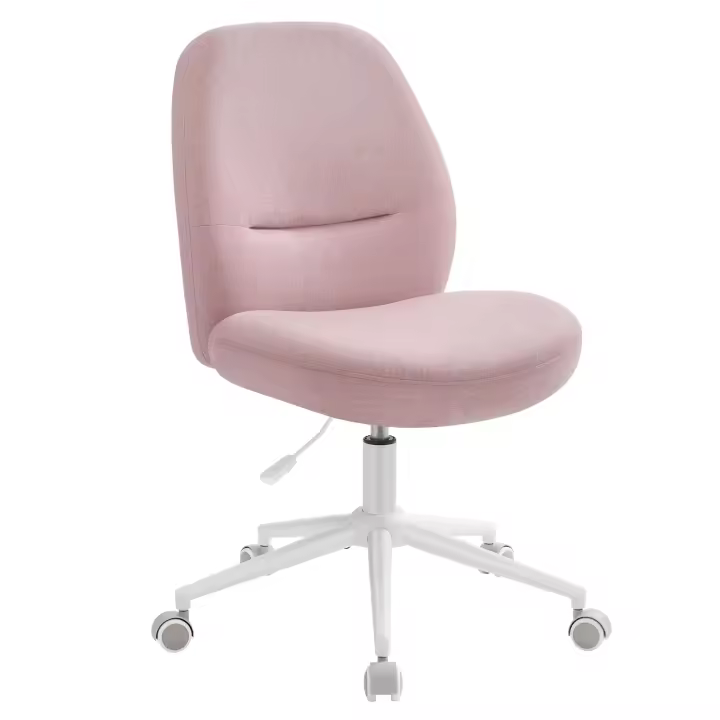 Silla de Oficina, Silla de Estudio, Altura Ajustable, Giratoria, Estilo Contemporáneo, Respaldo Alto, Asiento Ancho y Suave, Tela de Lino de Algodón, Gris o Rosa - 1