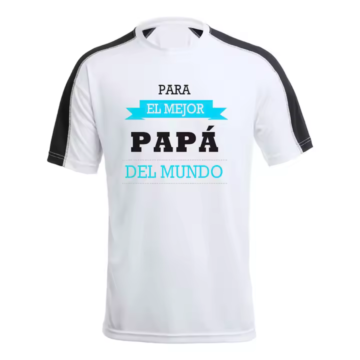 MERCHANDMANIA CAMISETA TÉCNICA FRANJA MANGAS NEGRA el mejor papa del mundo frase padre familia tshirt - 1