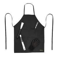 Pizhka KIT de 3: Delantal Cocina Hombre Grande Corpulento  + Guante Horno Barbacoa + 3 Utensilios Parrilla BBQ Set (Hardy) - details 1