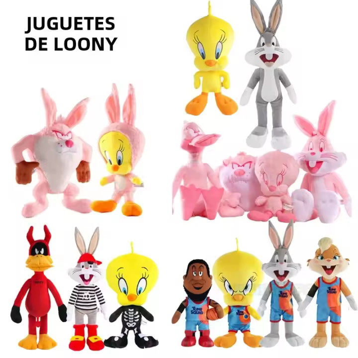 Peluche Looney Tunes Serie 5 Juguetes De Peluche Bugs Bunny Tweety Muñeco Clásico Rosa Diseños De Cosplay Para Niños Y Adultos - 1