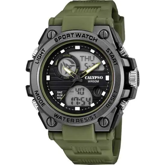Reloj Calypso Hombre Deportivo Street Style Verde | Analógico-Digital con Diseño Moderno y Resistente K5875/3 - 1