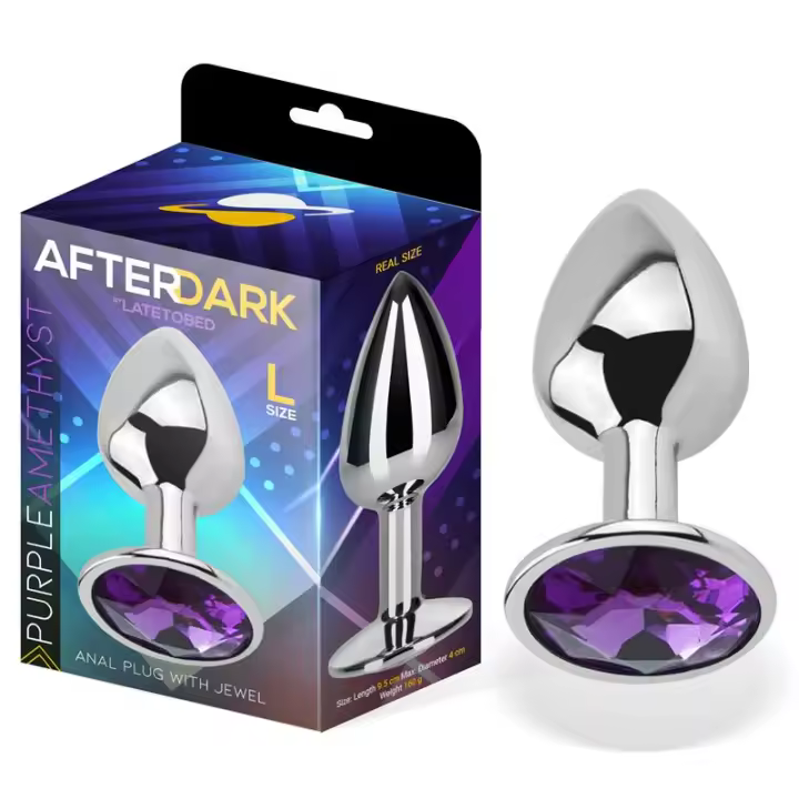 PLUG ANAL CON JOYA PÚRPURA AMATISTA TALLA L ALUMINIO JUGUETES SEXUALES - 1