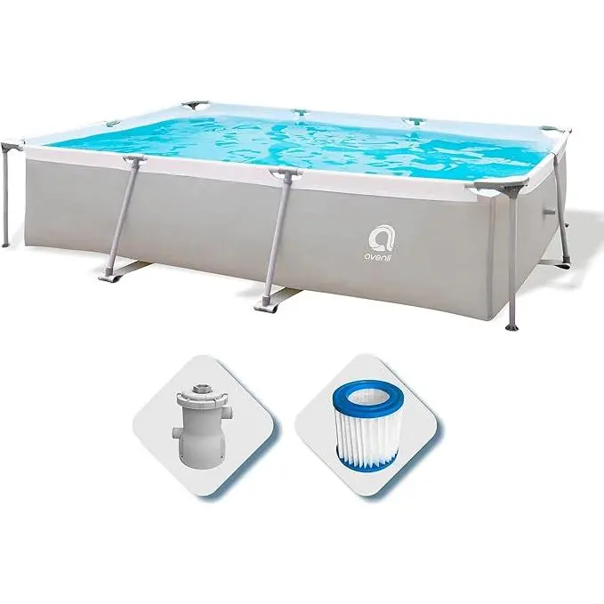 YUMO HOUSE-Avenli Piscina Rectangular con Estructura metálica 300x207x65cm con depuradora ,3701L ,Montaje fácil en 30minutos / Piscina Rectangular amb Estructura metàl·lica - 1