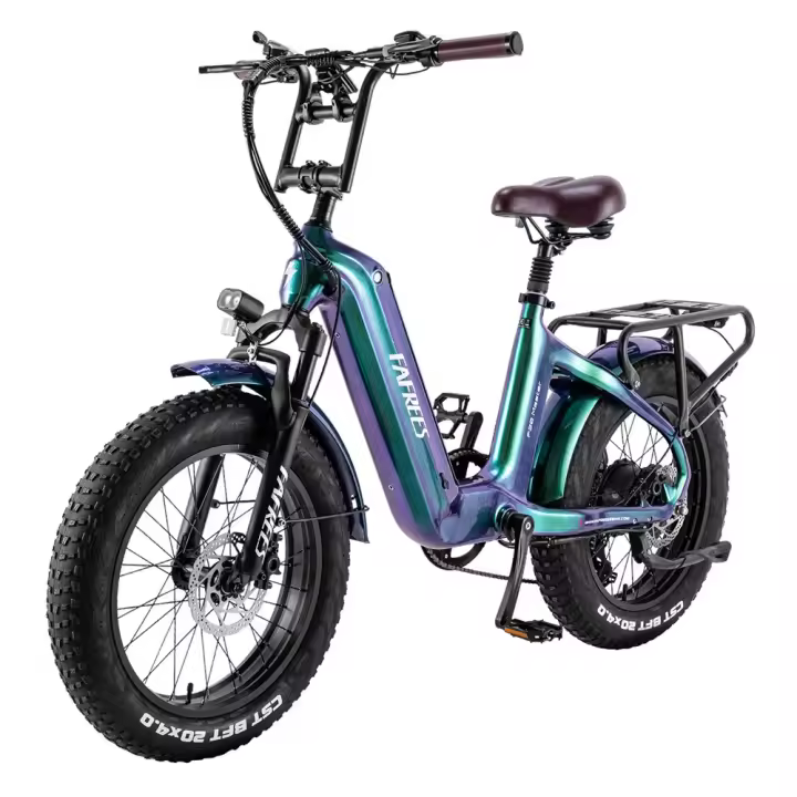 Bicicleta eléctrica Fafrees F20 Master, neumáticos de aire de 20*4.0 pulgadas, motor trasero de 500 W, velocidad máxima de 25 km/h, batería Samsung de 48 V 22,5 Ah, rango de 140-160 km, frenos de disco hidráulicos, cuadro de fibra de carbono - Verde - 1
