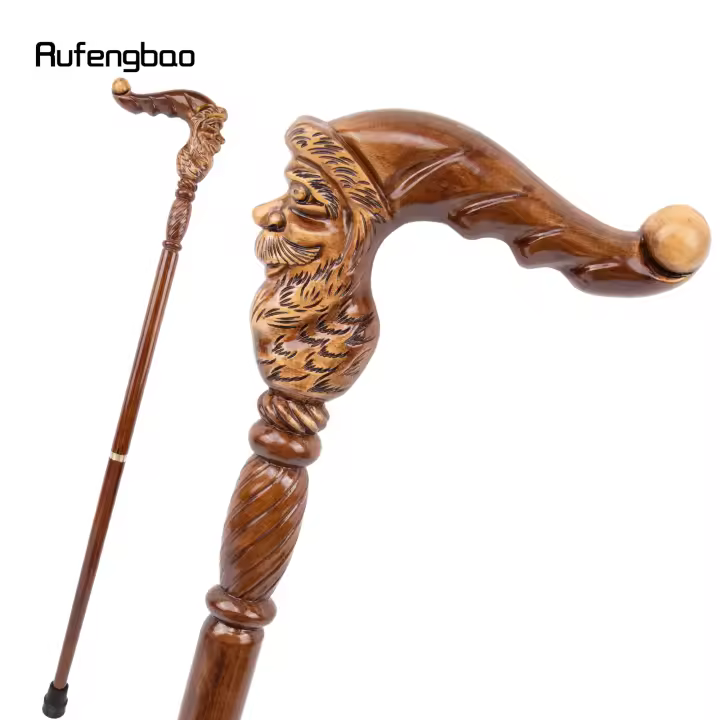 Bastón De Madera Marrón De Santa Claus Para Cosplay Y Fiestas De Halloween Bastón De Moda Con Punta De Goma 96cm - 1