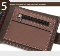 Cartera Corta Para Hombre De Cuero PU De Alta Calidad Porta Tarjetas Y Fotos Pequeña Monedero 3-Plegable Estilo Slim - details 15