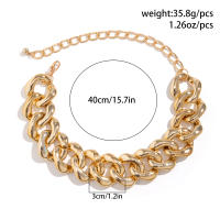 Collar Corto De Cadena Cubana Con Hebilla CCB IngeSight.Z Para Mujer Estilo Punk Color Dorado Exagerado Joyería De Fiesta Regalo - details 0