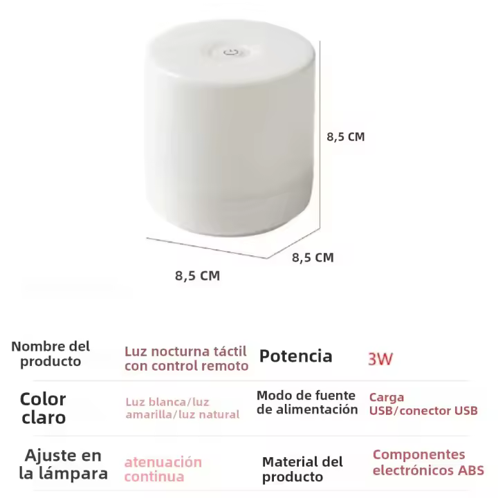 Lámpara De Noche USB Recargable Luz Táctil Para Cama Con 3 Modos De Regulación Iluminación Para Dormitorio Protección Ocular Para Niños Regalo Lámpara De Libros LED - 1