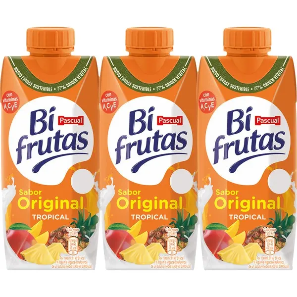 Pack de 4 Pascual Bi Frutas Tropical Zumo De Frutas Con Leche - 3 X 330 ml - 1