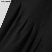 Nueva Conjunto De Ropa Para Hombres Estilo Musulmán Con Mangas Bajadas Pliegues Cuello Medio Media Longitud Pantalones Sueltos 2 Piezas Tallas S-5XL INCERUN 2024 - details 13