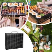 Parrilla de carbón portátil, plegable de 17 pulgadas, parrilla de carbón compacta de mesa, mini ahumador, pequeña parrilla de barbacoa al aire libre para viajes, patio, picnic, playa - details 1