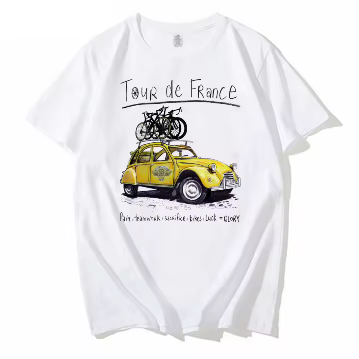 Camiseta De Moda ROAD TRIP Para Hombre Ciclismo Al Aire Libre Impresión En Coche Creativa Camiseta Blanco Hipster Joven O-Neck Polyester - 1