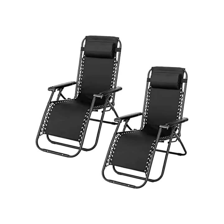TIENDA EURASIA - Pack 2 Tumbona Plegable Multi-Posiciones para Jardín, Exterior, 95x65x105cm, Estructura de Acero Resistente, Cojin, Tejido Transpirable - 1