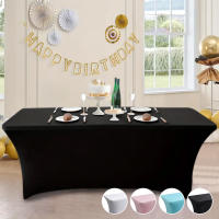 Cubierta De Mesa Elástica De 6FT Protección Para Mesas Rectangulares Plegables Para Fiestas En Casa Y Exteriores Material De Poliéster 100% - details 0