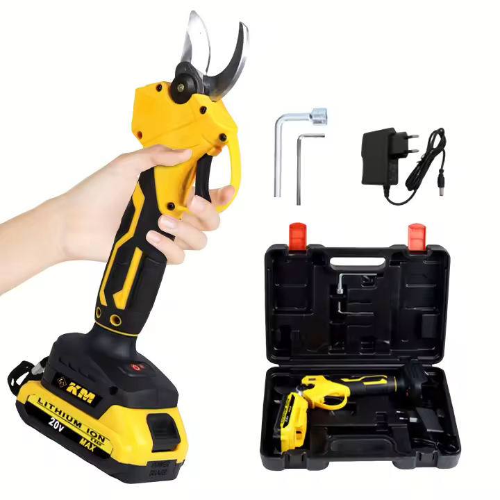 Tijera de podadora recargable con 2 destornilladores, máquina antichoque y antideslizante, bajo ruido, cuchillas profesionales afiladas y duraderas para jardinería y poda de árboles frutales - 1